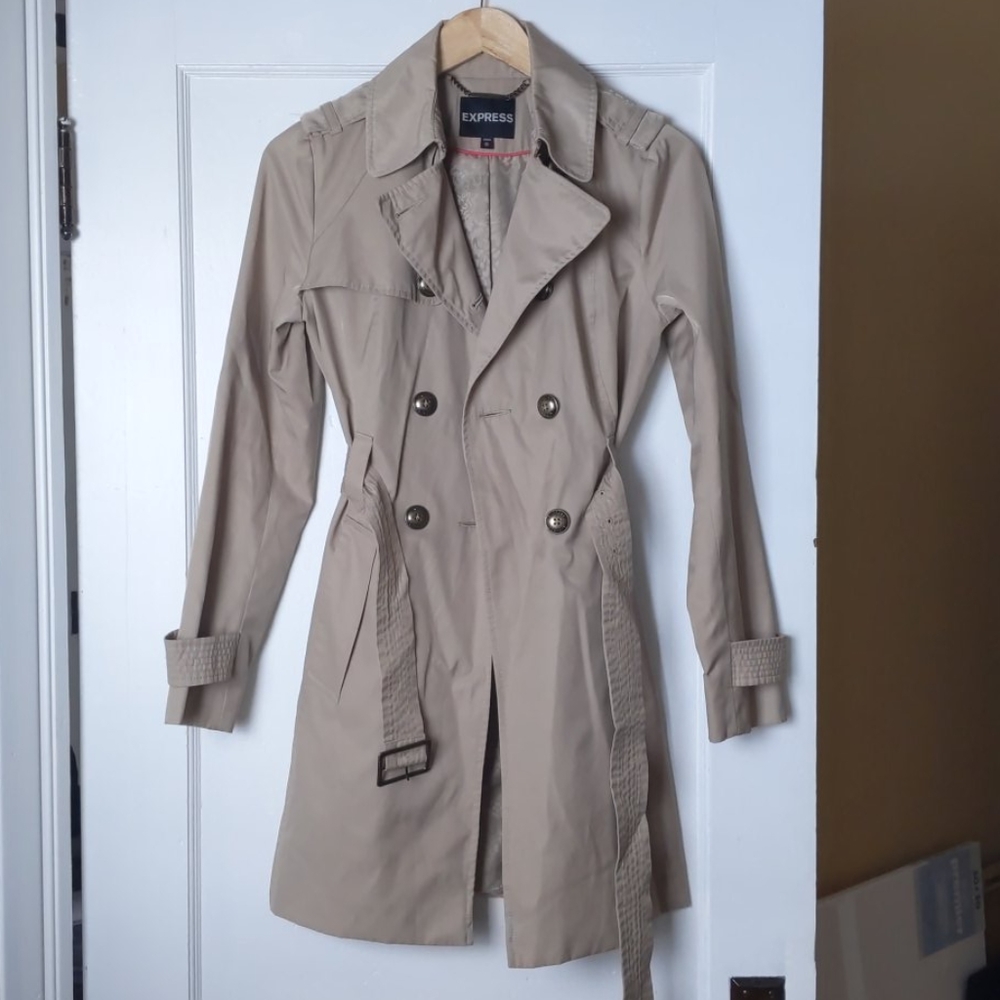 Express Camel Trench Coat in Cotton-blend